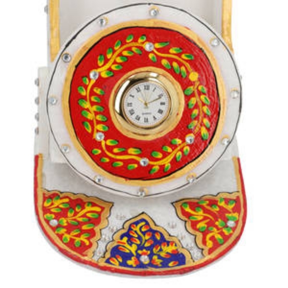 Marble Clock Phone Holder - Red, Green and Yellow - Picture 2 of 8
